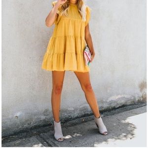 Mustard yellow 3 Tier tunic/mini dress